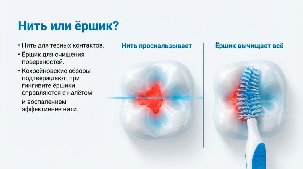Что лучше нить или ёршик?