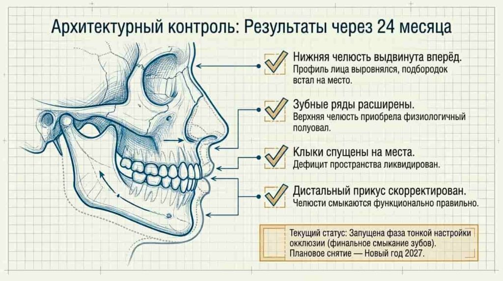Результат лечения брекетами через 24 месяца