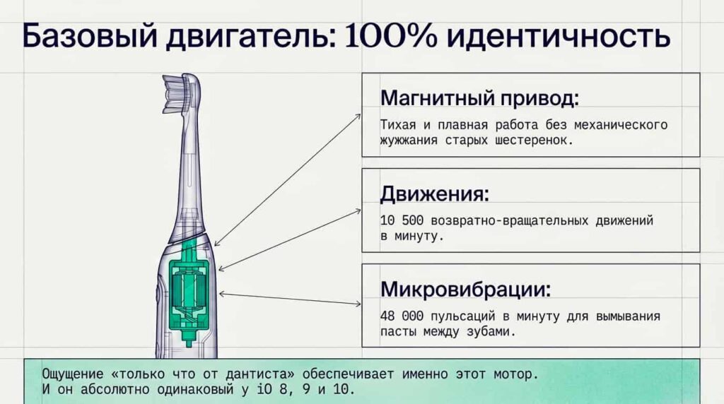 Во всех зубных щетках Oral-B iO магнитный привод