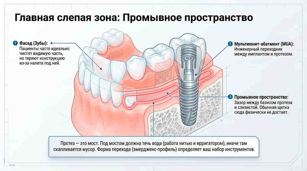 Промывное пространство у протеза